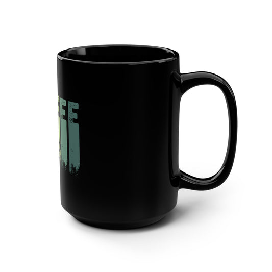 Retro 'Coffee' Black 15oz Mug — Vintage Striped Coffee Cup