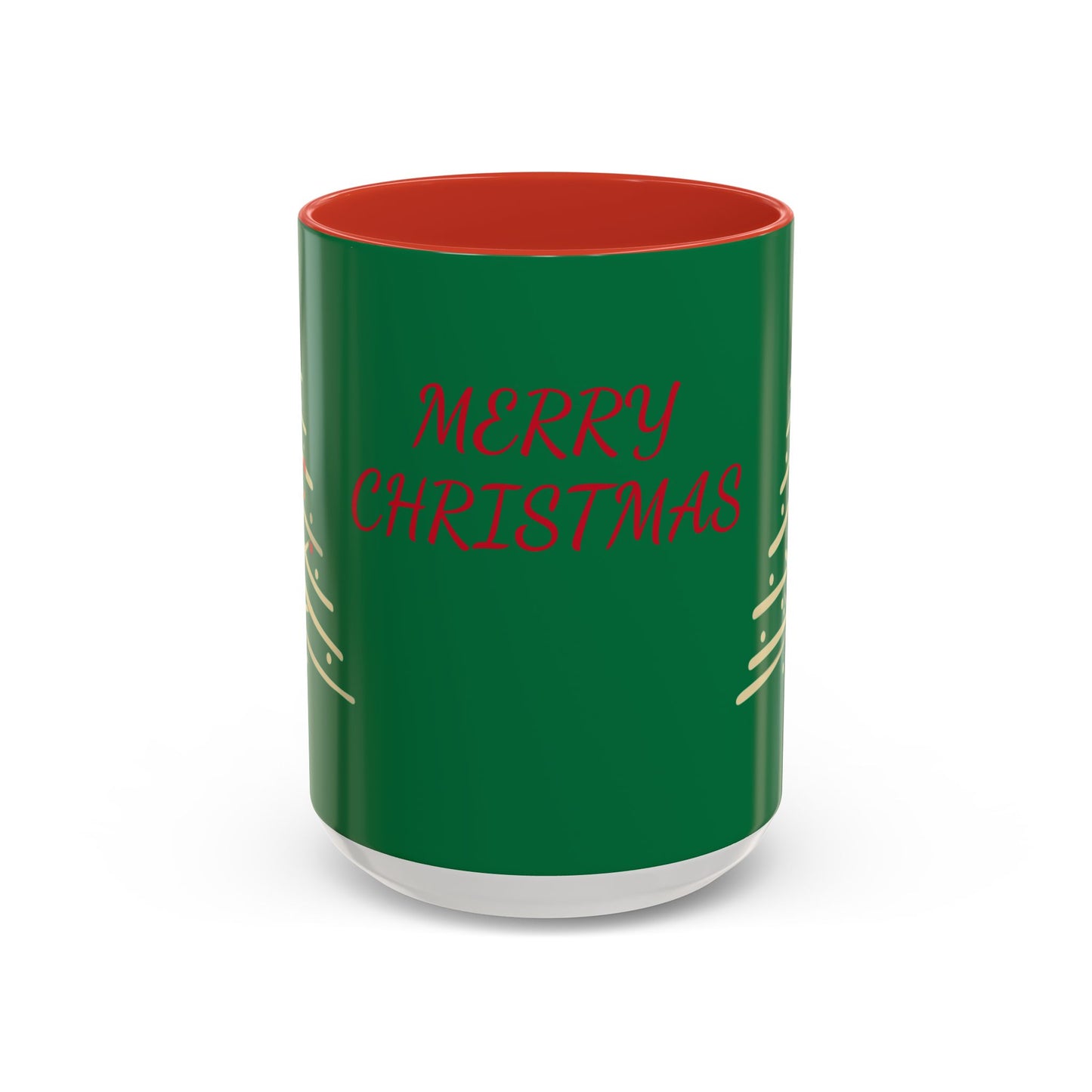Merry Christmas Accent Coffee Mug – Festive Green Holiday Tree 11/15oz