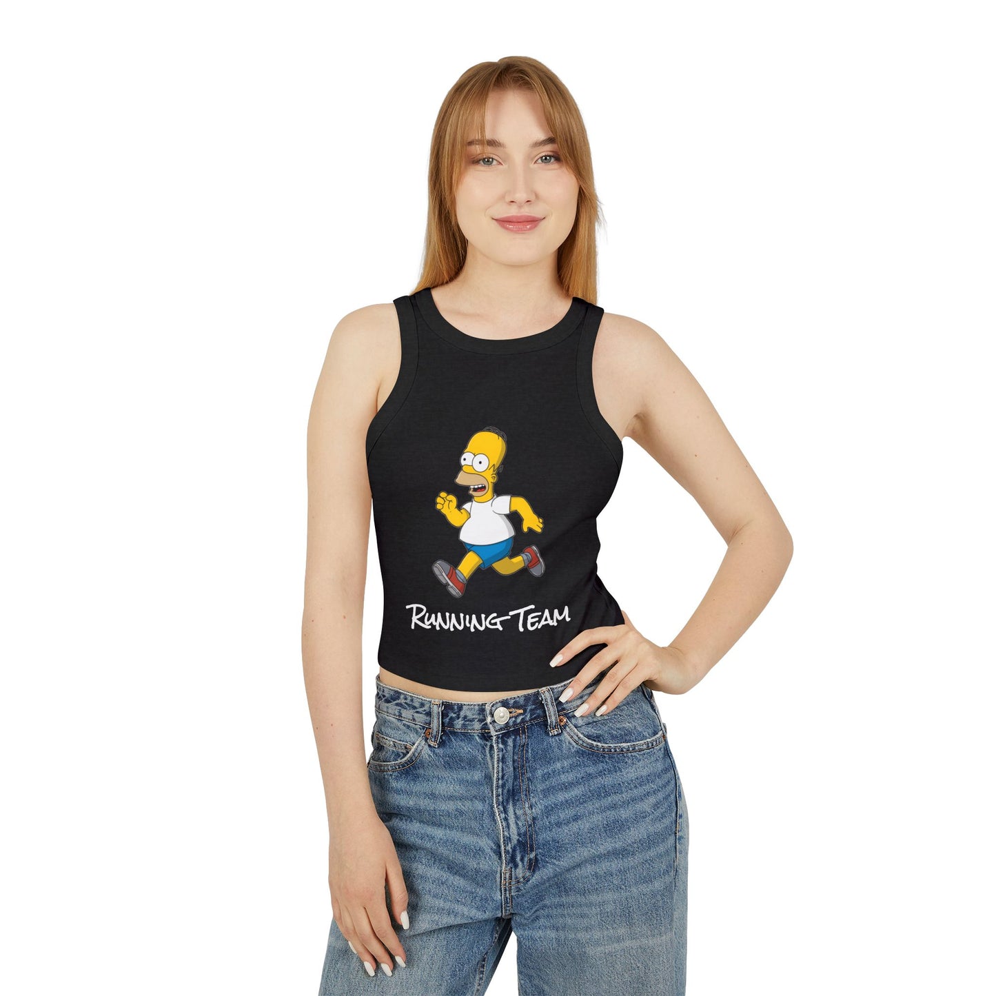 Women's Running Tank Top — Cartoon Runner 'Running Team' Graphic